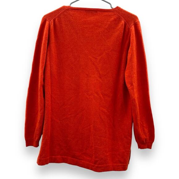 Manrico Cashmere Orange Long Sleeve V Neck Pullover Sweater Size 42 - Picture 4 of 11